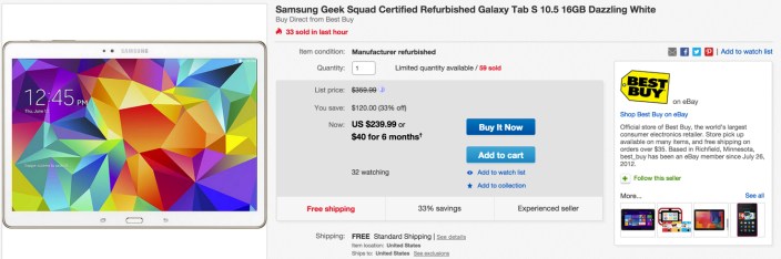 Samsung Geek Squad Certified Refurbished Galaxy Tab S 10.5 16GB Dazzling