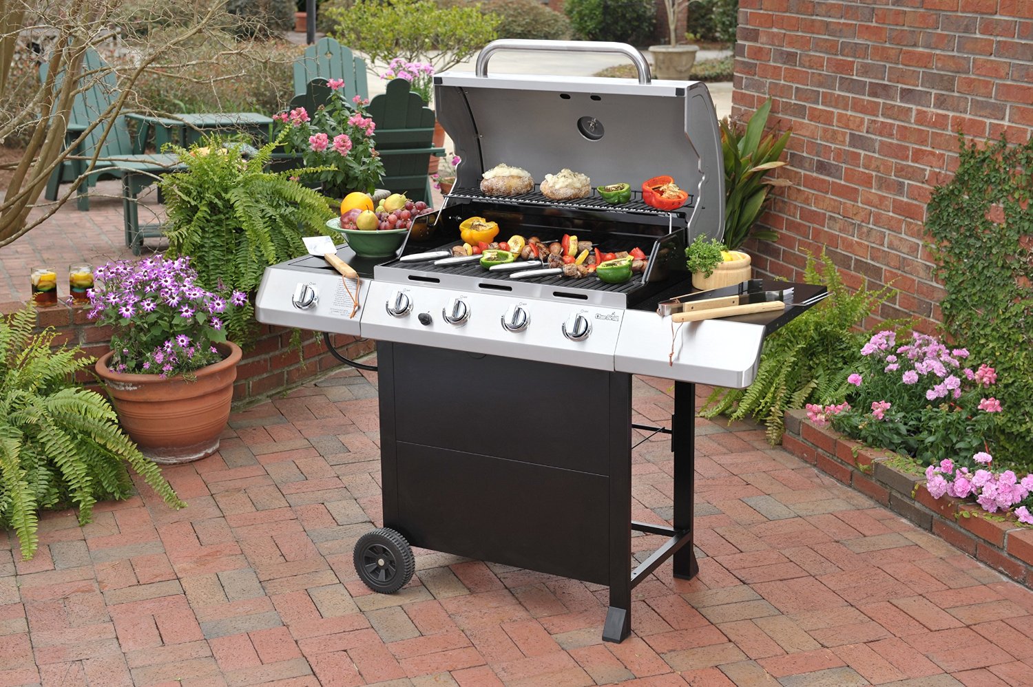 Char-Broil Vertical 45 Inch Liquid Propane Outdoor Steel Grill Gas