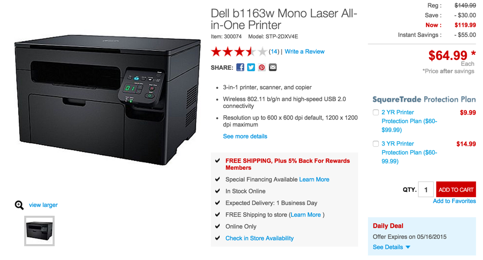 Dell wireless mono laser printer 
