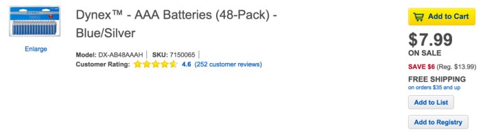 Dynex batteries on sale at Best Buy