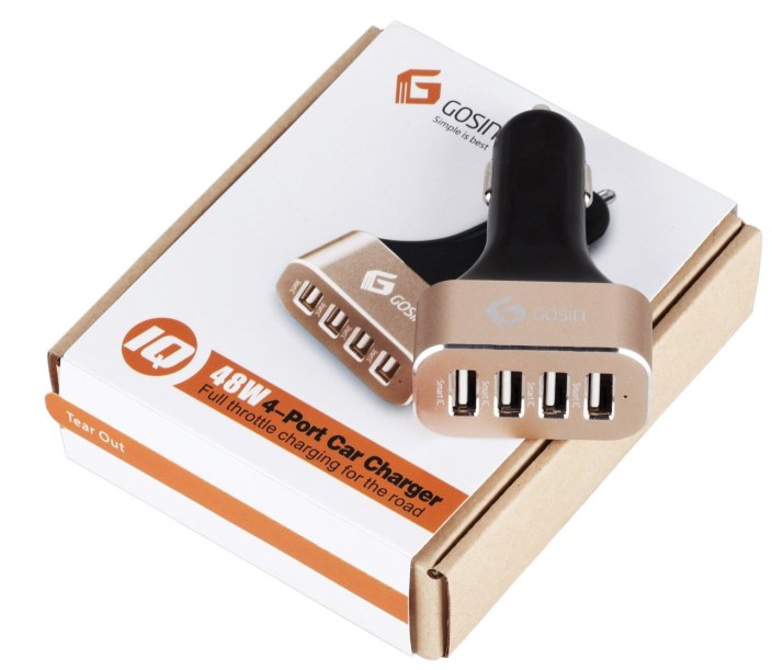 Gosin 48W:9.6A 4-Port Smart USB Car Charger with Smart Technology