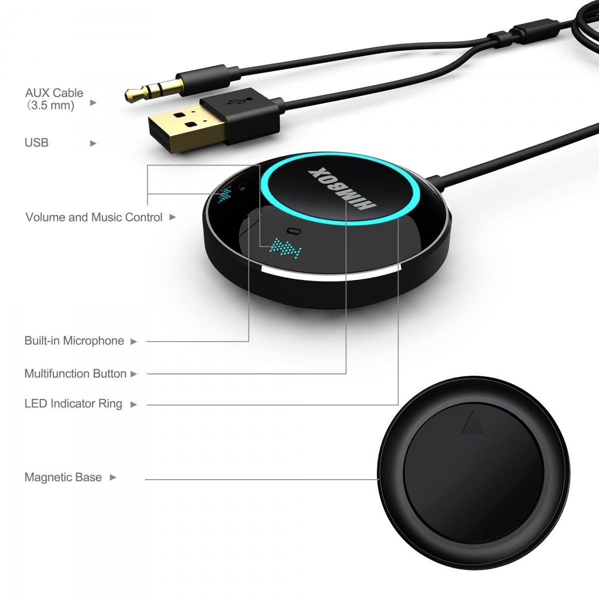iClever Bluetooth 4.0 HandsFree Car Kit + Dual USB Car Charger 25