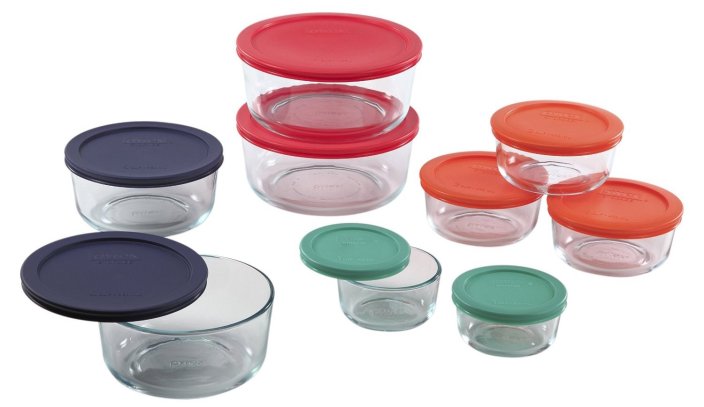 Pyrex 18pc Glass Food Storage with Multi-colored Lids (1110141)-sale-01