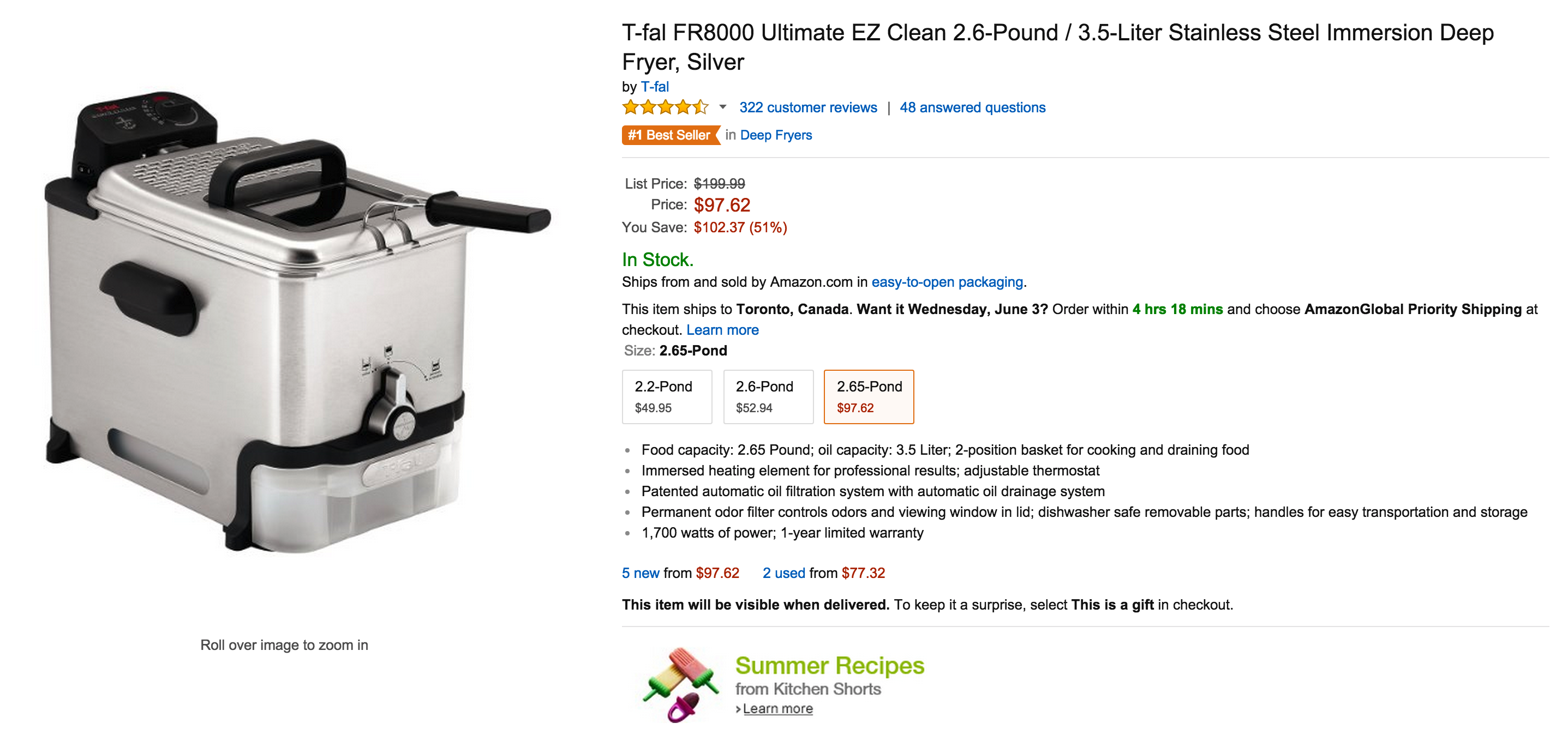T-fal 3.5 Liter EZ Clean Deep Fryer & Reviews