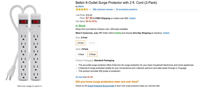 Belkin 6-Outlet Surge Protector (2-Pack)