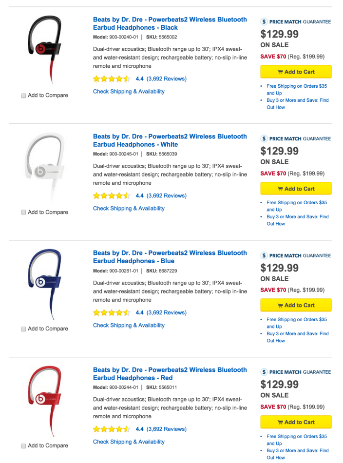 Best Buy Black Friday in July Powerbeats2 Wireless inears 130