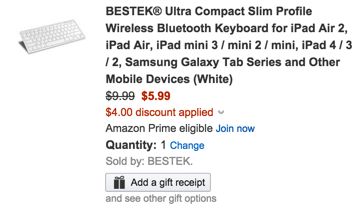 BESTEK® Ultra Compact Slim Profile Wireless Bluetooth Keyboard for iPad Air 2, iPad Air, iPad mini 3 : mini 2 : mini, iPad 4 : 3 : 2, Samsung Galaxy Tab Series and Other Mobile Devices