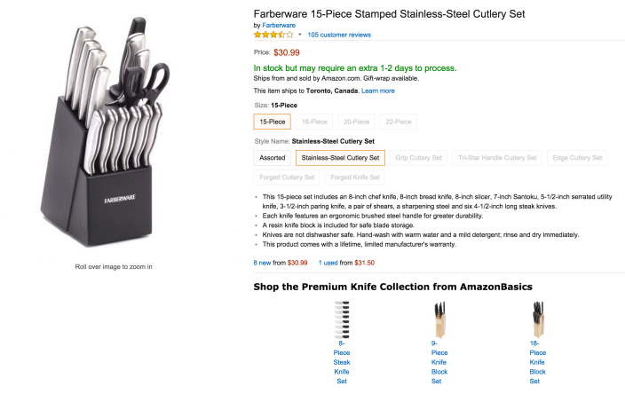 Farberware 15-Piece Stamped Stainless-Steel Cutlery Set-sale-02