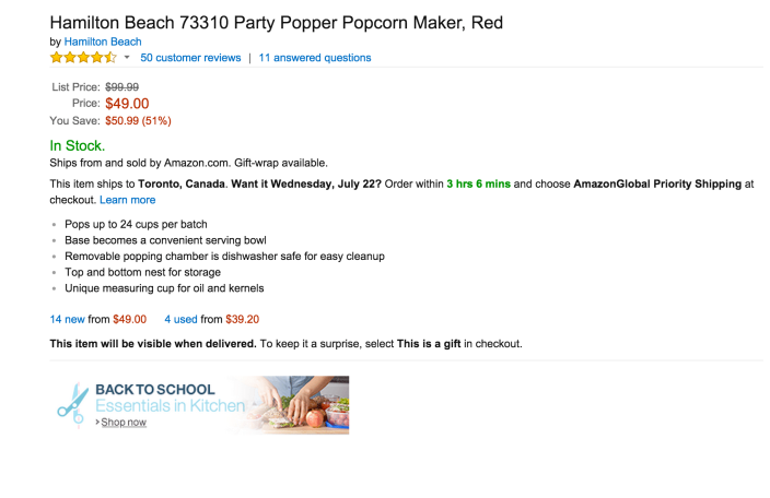 Hamilton Beach 24-Cup Party Popper Popcorn Popper Clear/Red 73310 - Best Buy