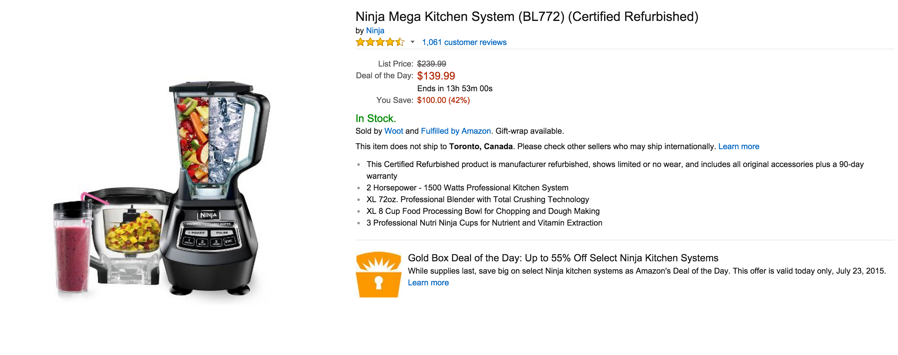 Ninja Pro 1500 watt with mega kitchen system box