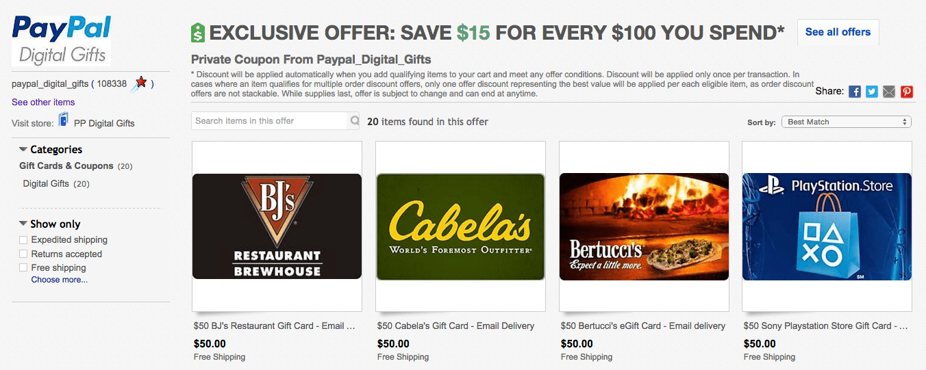 PayPal email gift cards 15 off 100 PlayStation Store, Xbox, Sports