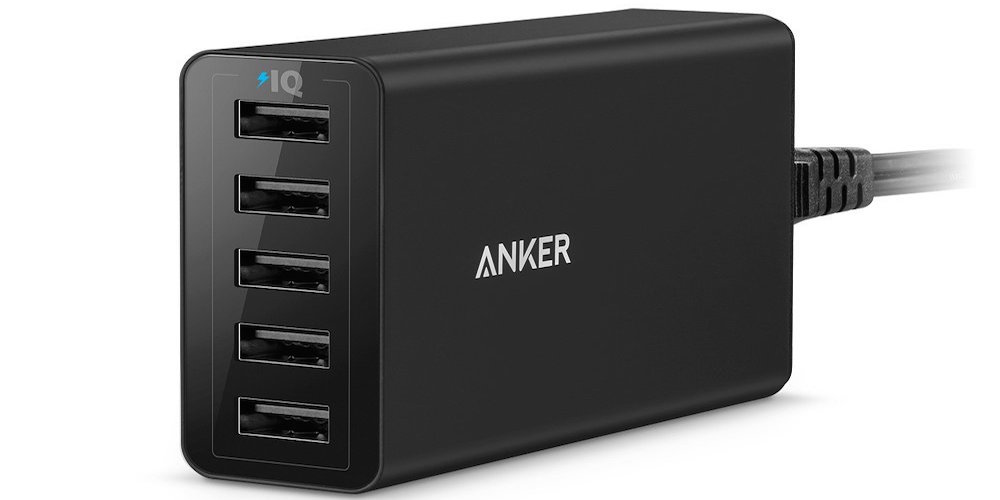 Anker 40W PowerPort 5-port USB AC charger with PowerIQ: $13 Prime