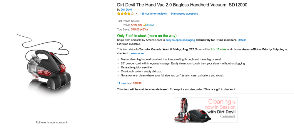 Dirt Devil Hand Vac 2.0 Bagless Handheld Vacuum (SD12000)-sale-02