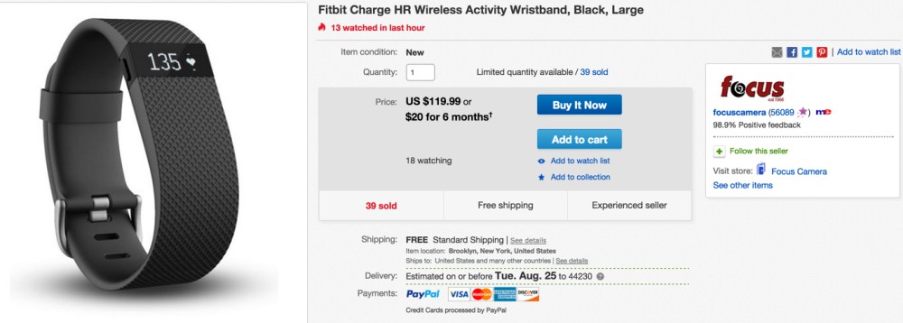fitbit charge hr ebay