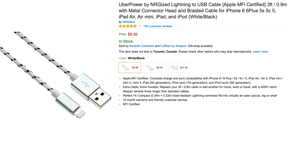 NRGized braided 3-foot Lightning to USB Cable-sale-03
