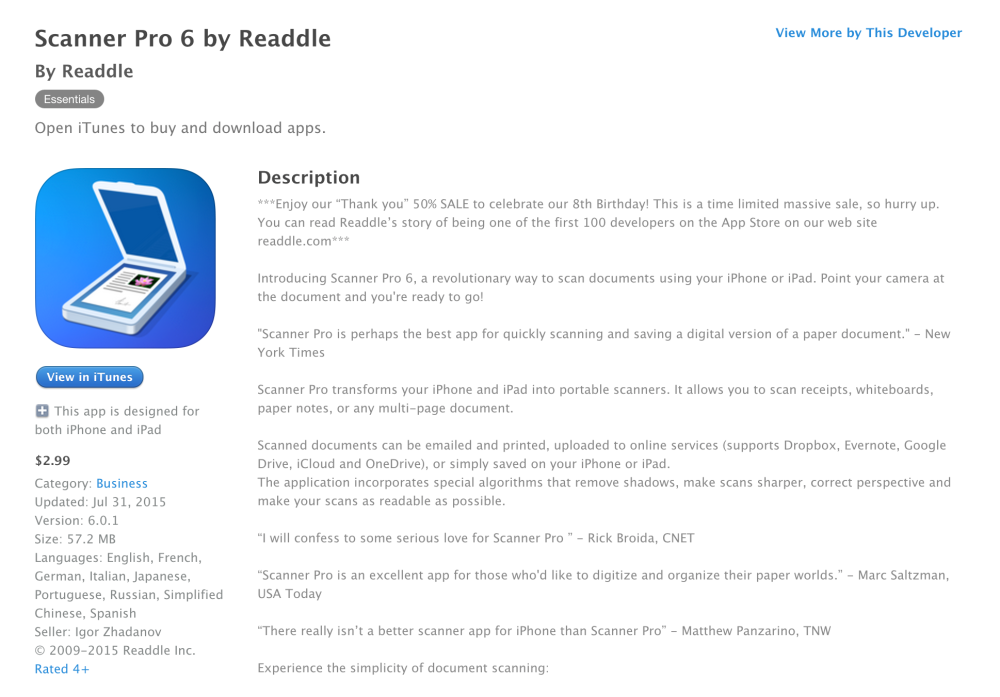 Readlle-app sale-Scanner Pro 6-02