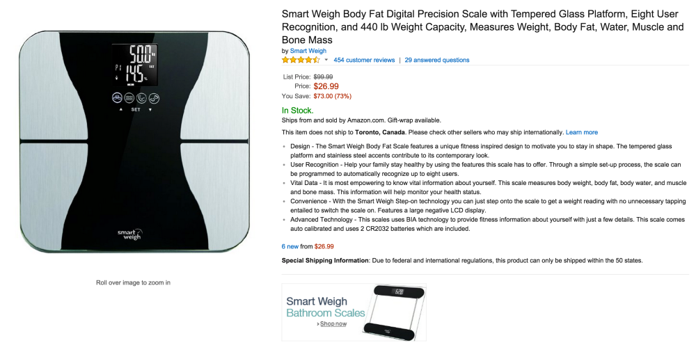 Smart Weigh Body Fat Digital Precision Scale with Tempered Glass-sale-02