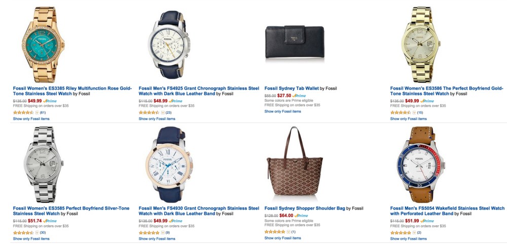 Amazon Gold Box - Fossil watches, bags, wallets, and more for women and men 50% off