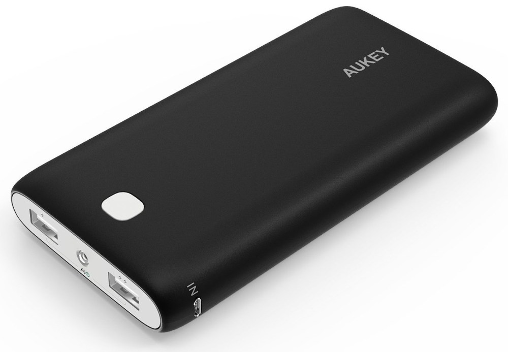Aukey 20000mAh Portable Charger External Battery Power Bank with AIPower Tech for Apple iPad iPhone Samsung Google Nexus LG HTC Motorola and other USB Powered Devices (Black)