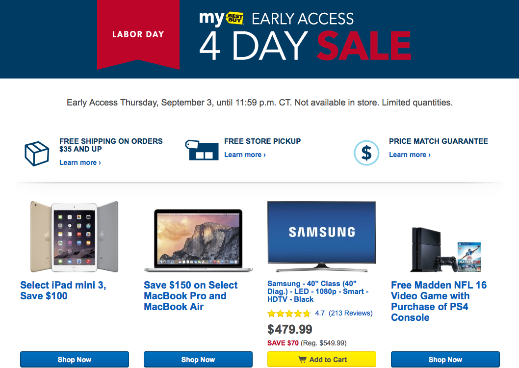 Best Buy Labor Day Sale Retina MacBook Pro 1,150, iPad mini 3 300