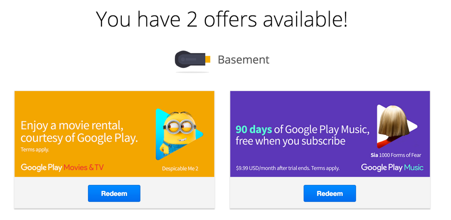 Chromecast offers google Play