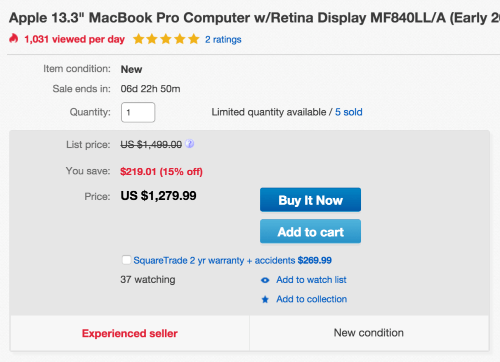 Apple-13-inch Retina MacBook Pro w: Force Touch (newest version) 2.7GHz:8GB:256GB (MF840LL:A)-sale-01