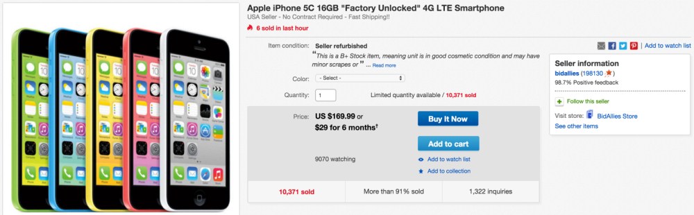 Apple iPhone 5C 16GB %22Factory Unlocked%22 4G LTE Smartphone