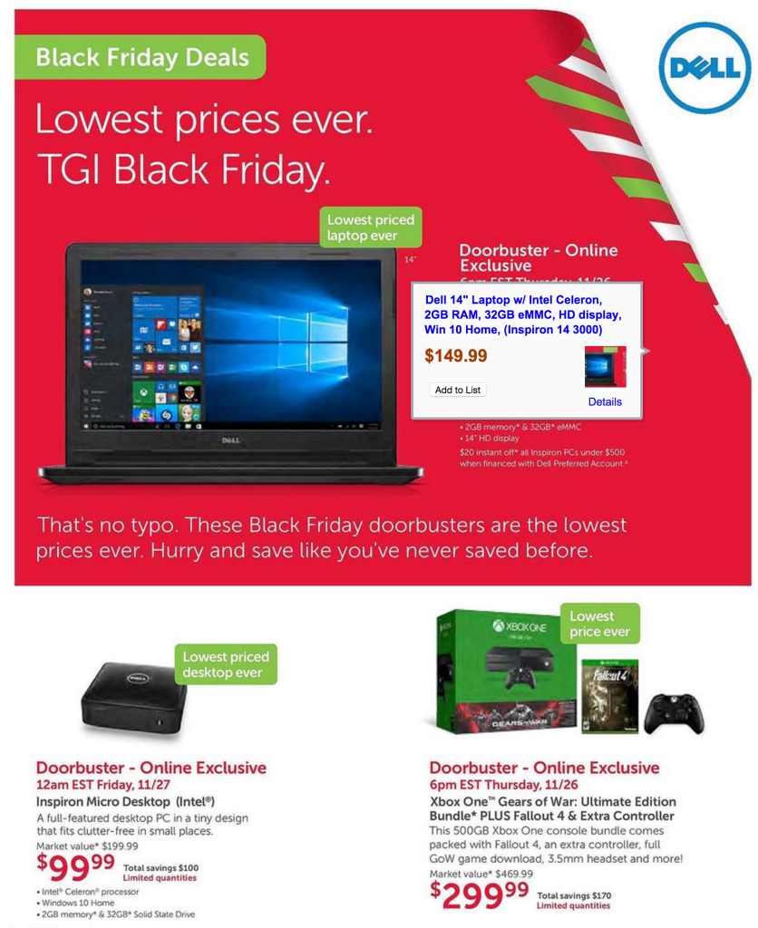 Dell Black Friday Ad Leak Gears of War Xbox One w/ Fallout 4