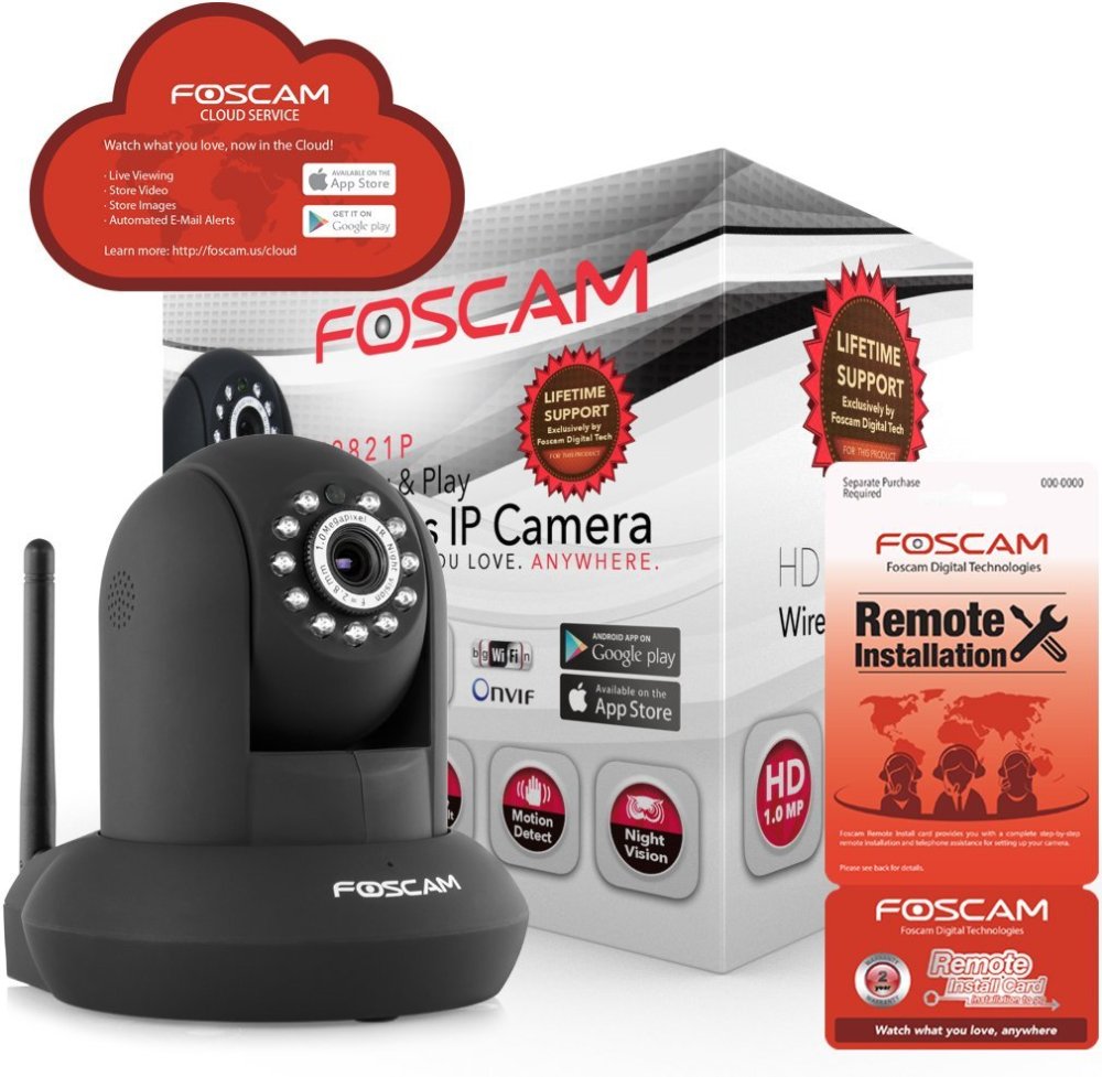 Foscam Plug & Play 1.0 Megapixel Wireless Pan:Tilt IP Camera (FI9821P)-sale-01