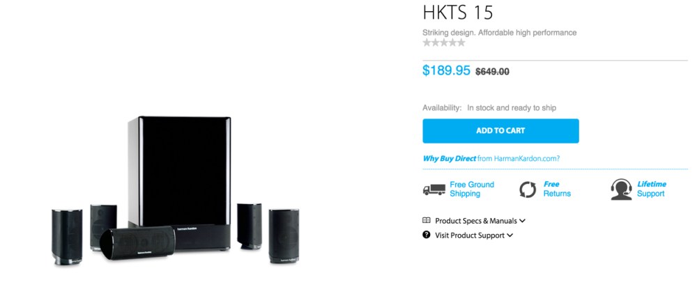 Harman Kardon HKTS-15 5.1 High-Performance, 6-Piece Home Theater Speaker System