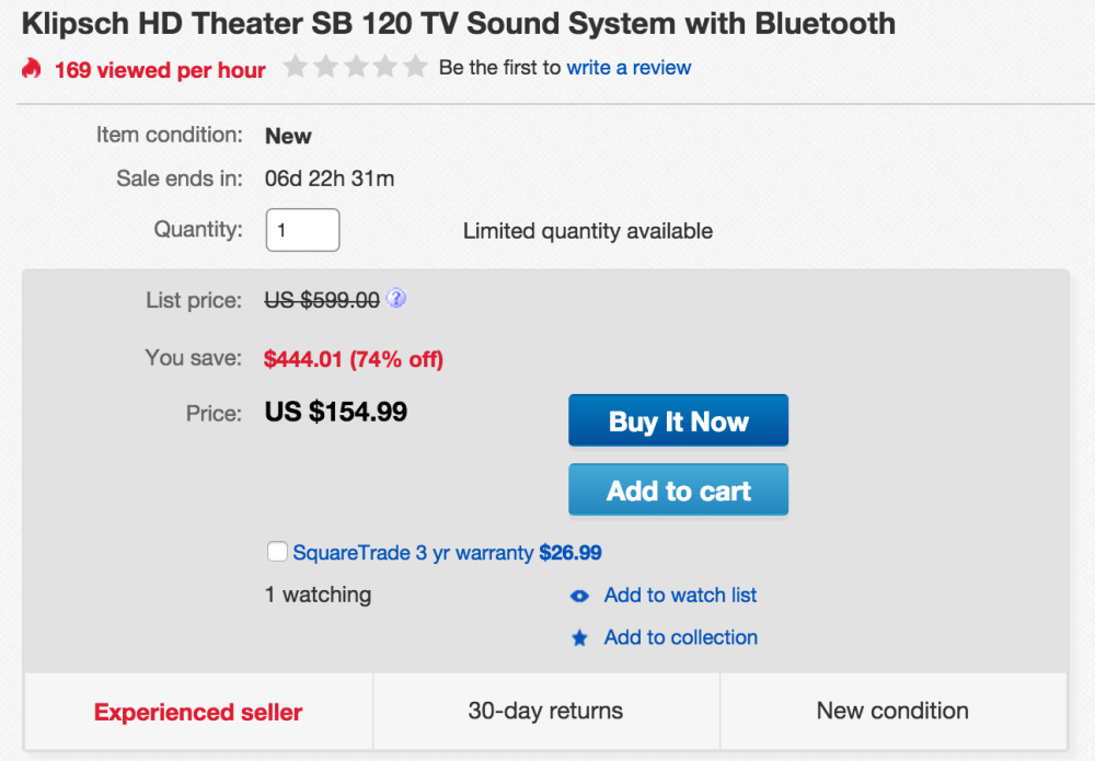 Klipsch SB 120 Bluetooth TV Sound System-sale-02