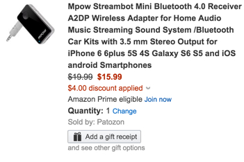 Mpow Streambot Mini Bluetooth 4.0 Receiver A2DP Wireless Adapter for Home Audio Music Streaming Sound System :Bluetooth Car Kits with 3.5 mm Stereo Output for iPhone 6 6plus 5S 4S Galaxy S6 S5 and iOS