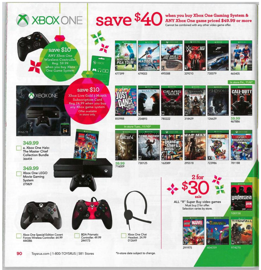 Toys R Us Holiday Catalog Leak Apple TV for 54 instore, gift cards