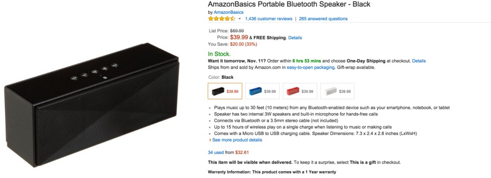 AmazonBasics Bluetooth speaker