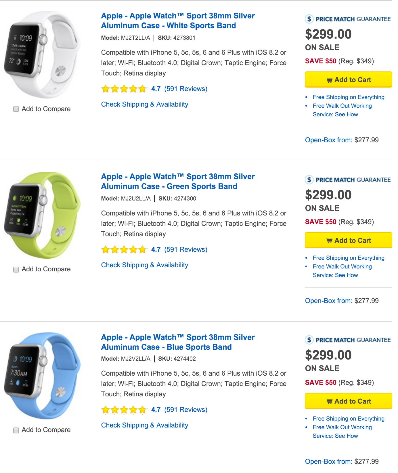 Apple Watch sale at Best Buy, 50 off across the board, starting at