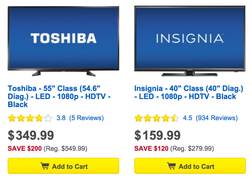 1080p HDTVs: Toshiba 55-inch $350 (Orig. $550), Insignia 40-inch