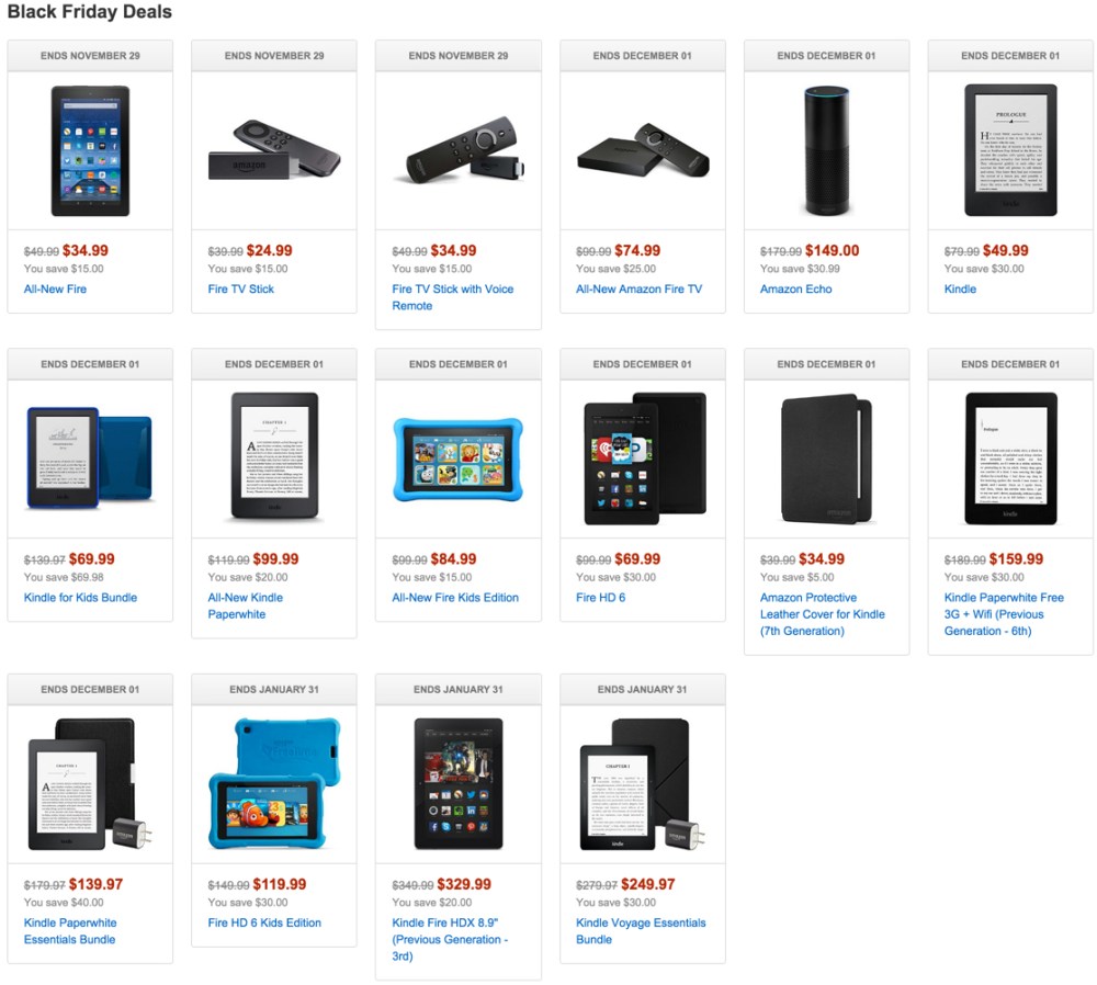 Black Friday Tablets - Amazon Kindle Fire and more