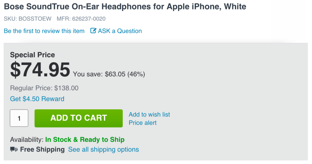 Bose SoundTrue On-Ear Headphones (multiple colors): $75 shipped (Reg. $90+)
