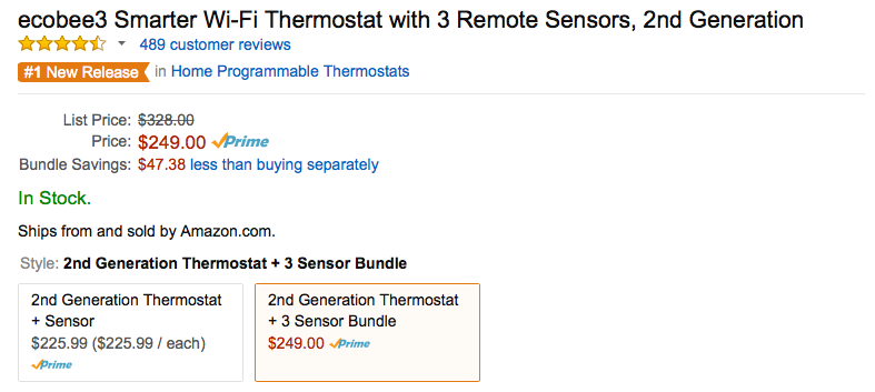 ecobee3 Smarter Wi-Fi Thermostat Amazon Bundle