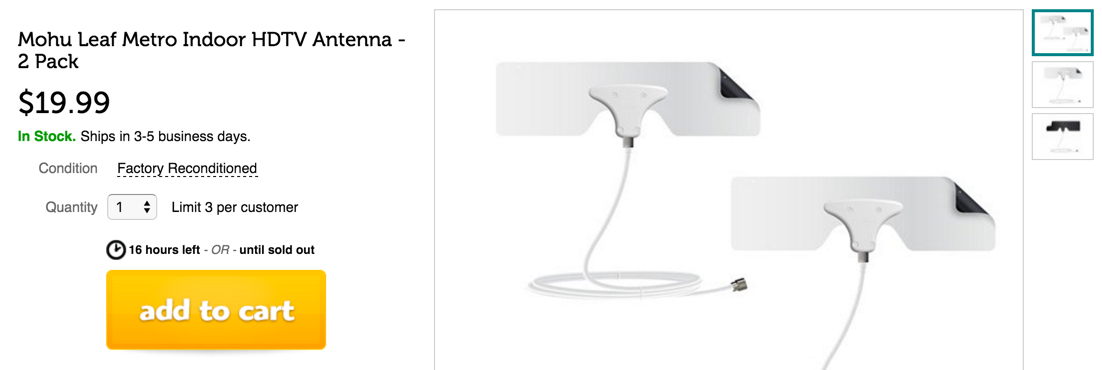 2 Pack: Mohu Leaf Metro Indoor HDTV Antenna (Refurb) $25 shipped (Orig ...