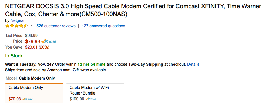 NETGEAR DOCSIS 3.0 High Speed Cable Modem Amazon