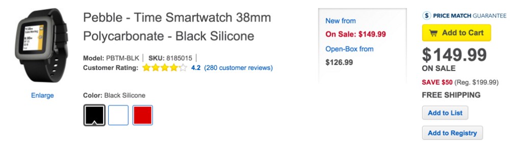 pebble time smartwatch at best buy