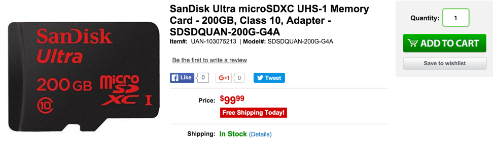 SanDisk Ultra microSDXC UHS-1 Memory Card - 200GB, Class 10, Adapter - SDSDQUAN-200G-G4A