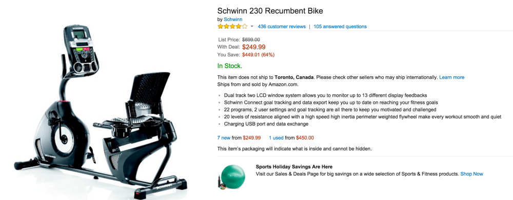 Used schwinn 230 recumbent bike for sale sale