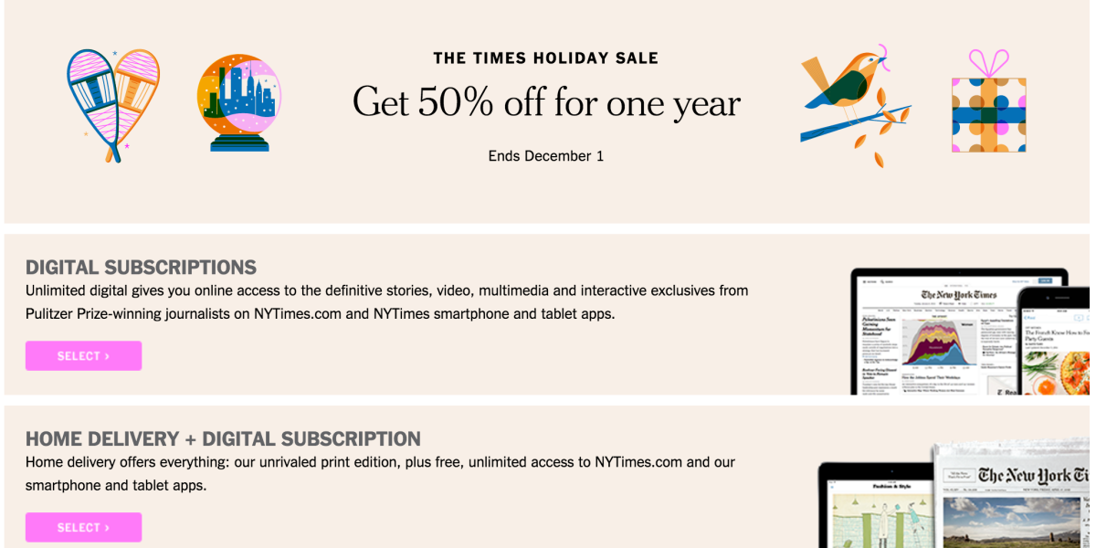 More Cyber Monday deals 50 off The New York Times, 40 off GNC