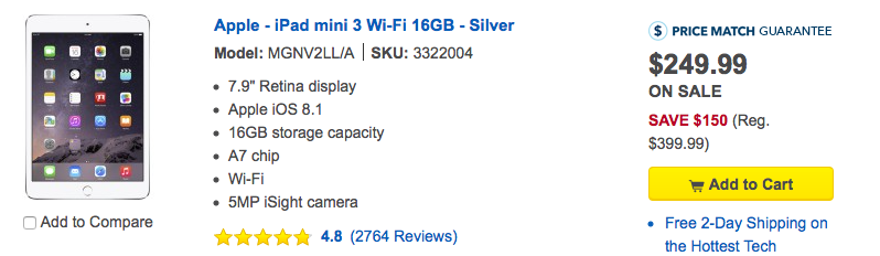 Apple - iPad mini 3 Wi-Fi 16GB - Silver Best Buy