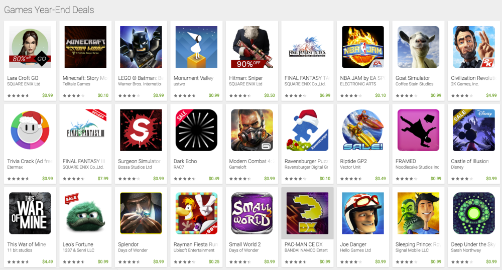 Games year end deals on google play