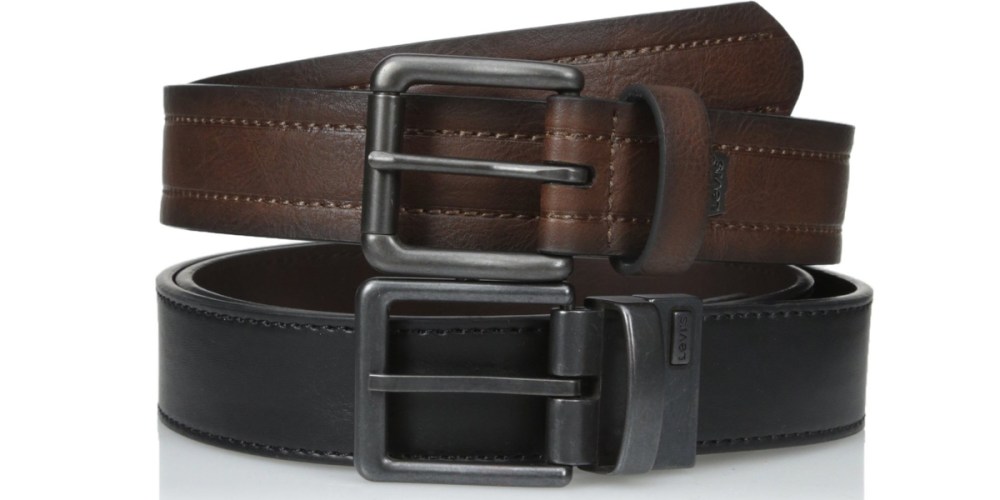 Levi's Men's 2 Belts In A Box One Reversible Jean Belt and One Brown Casual Belt