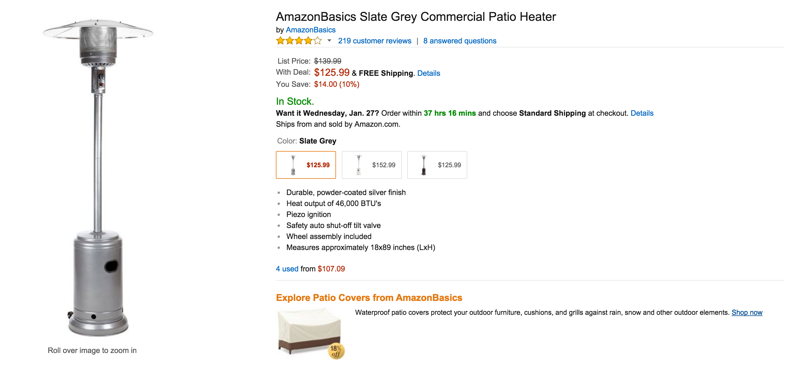 Home AmazonBasics Patio Heater 126 (Reg. 140), more