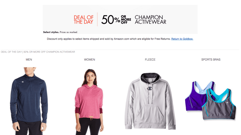 DEAL OF THE DAY CHAMPION ACTIVEWEAR Amazon